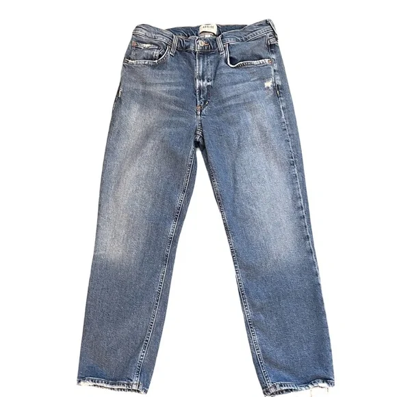 Agolde Kye Mid Rise Straight Ankle Crop Medium Blue Denim Jeans Women's Size 29